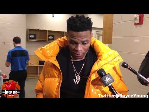 Russell Westbrook On If He's Cool With Joel Embiid After The Hard Foul. HoopJab NBA