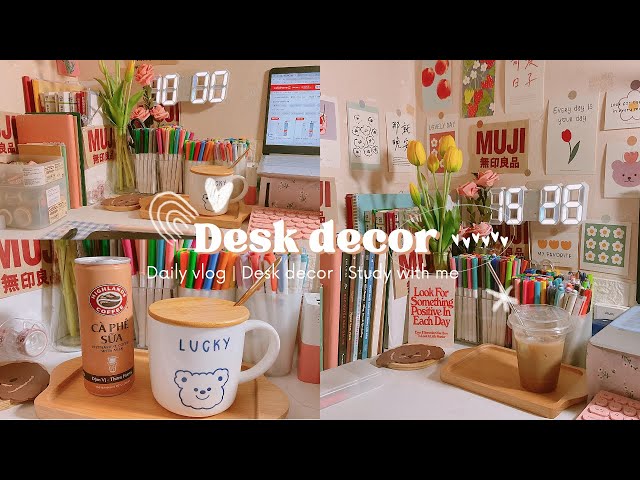 Desk decor ???? Sắp xếp và trang trí lại bàn học cùng mình ...