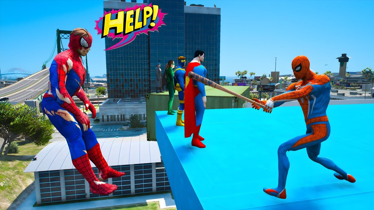GTA 5 SPIDER-MAN WITH A BASEBALL BAT vs SUPERHEROES! (Euphoria Physics) Ep.16