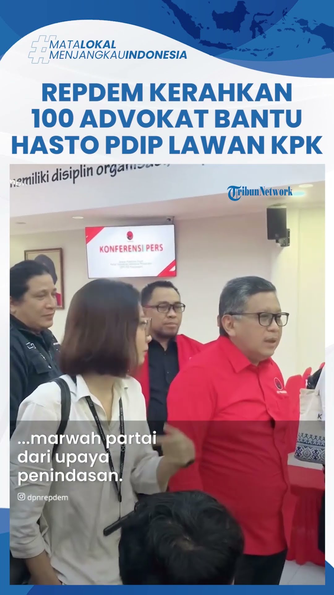Lawan KPK, Repdem Kerahkan 100 Advokat Dampingi Hasto: Marwah Partai Diserang, Kami Tak akan Diam