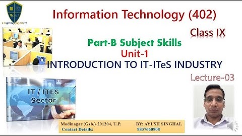 CBSE Class-IX I.T. (402) Part-B Subject Skills Unit-1 IT-ITeS Industry Lecture-03|| By Ayush Singhal