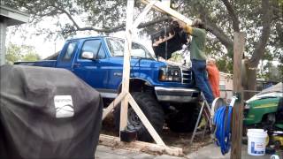 My engine hoist in use! Home made hoist to Git R Done! lol Here is the video I promised showing the new engine hoist Brian and I constructed to make an electric 2000lb engine hoist.