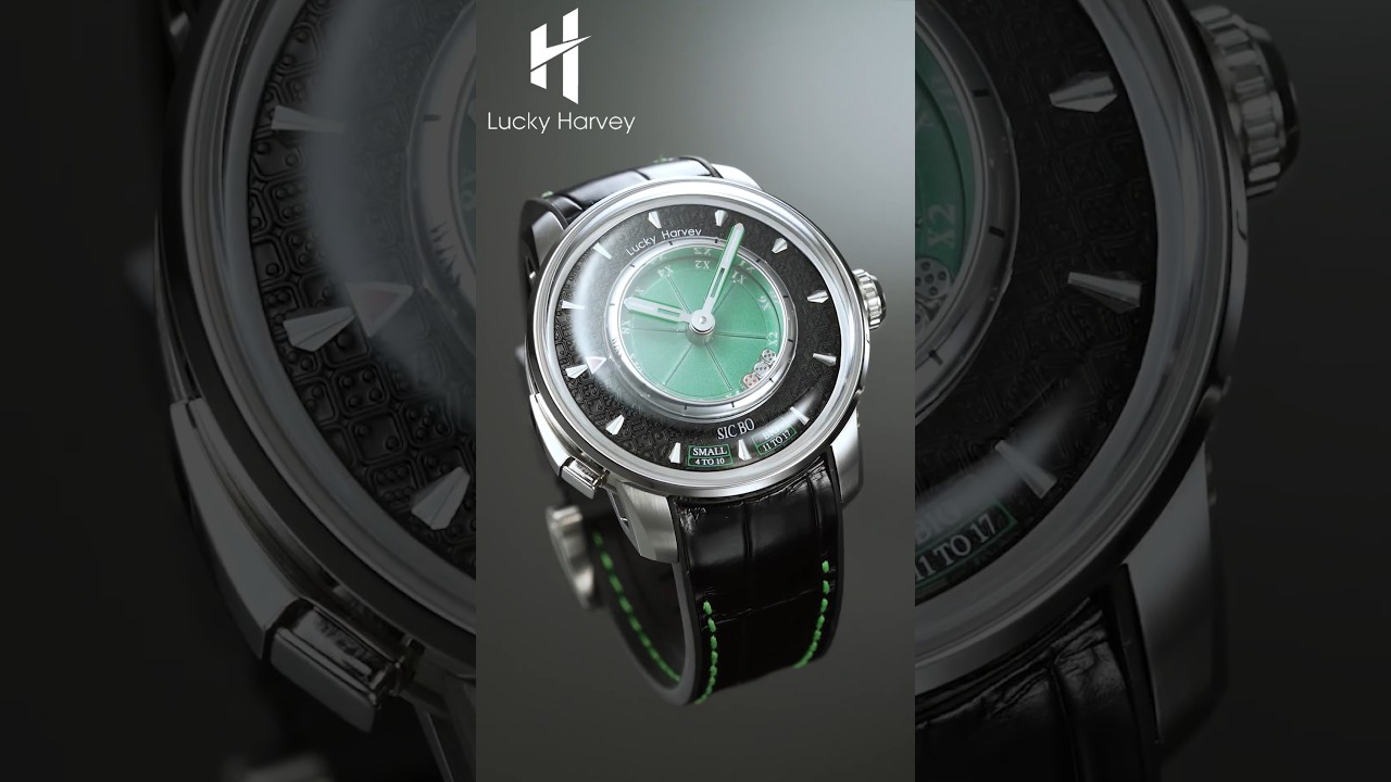 Lucky Harvey Sic Bo Casino Automatic Watch With Green Dial Dice