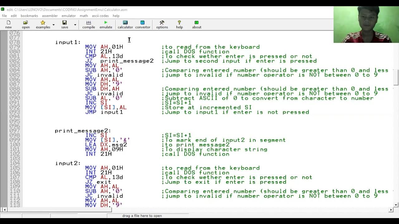 Program Calculator menggunakan emu 8086 YouTube