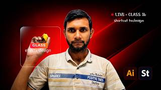 LIVE: Glass Effect Design Tutorial | Adobe Illustrator Bangla | Class 16