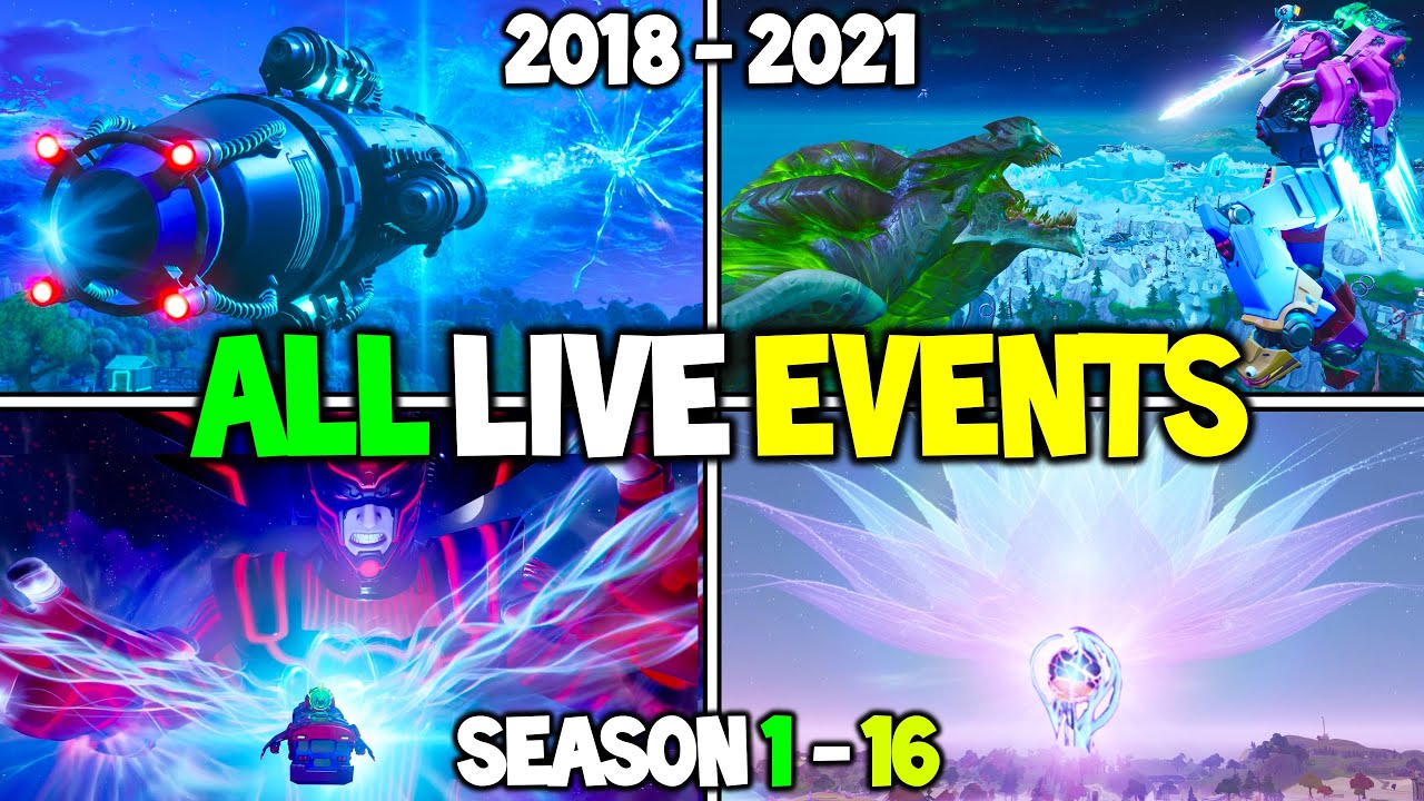 ALL FORTNITE LIVE EVENTS Seasons 1-16 (2018 to 2021) - Storyline Events