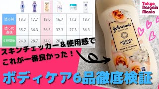 乾燥肌さん必見!!人気ボディケア6品の保湿力をガチ検証。意外な結果も…!?