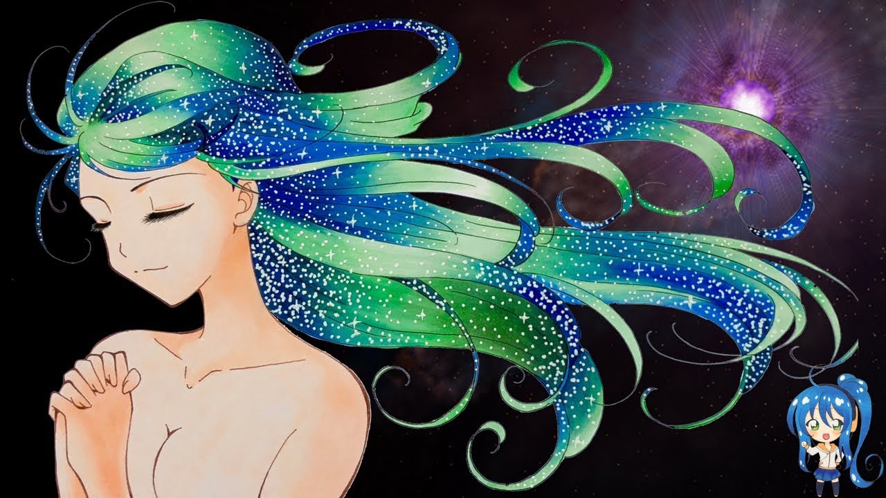 galaxy, galaxy hair, galaxy drawing, galaxy girl, universe, universe draw.....