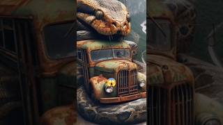 Rare discovery of python circling a bus in the Amazon forest #ai #python #jungle #rare