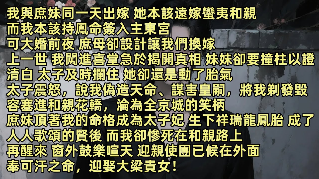我與庶妹同一天出嫁 她遠嫁蠻夷和親 我入主東宮 可庶母設計讓我們換嫁 上一世我闖進喜堂揭開真相 妹妹撞柱動胎氣 太子震怒說我偽造天命將我剃發毀容和親 這一次我披上昭華公主袍 北漠可汗親自迎娶