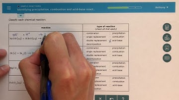 ALEKS - Identifying Precipitation, Combustion, and Acid-Base Reactions