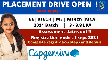 Capgemini OFF Campus Mass Hiring 2021 | Capgemini Big announcement | Last Date - 01/09/2021