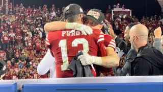 49ERS CELEBRATE NFC CHAMPIONSHIP WIN; BEAUTIFUL SCENE ON THE FIELD AFTER INSTANT CLASSIC
