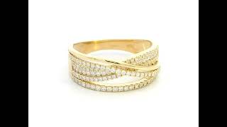 18K Yellow Gold Diamond Crossover Ring