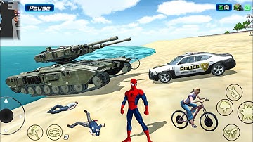 Rope Frog Ninja Hero Vegas Crime Simulator Drive Army Tank And Police Car - Android Gameplay