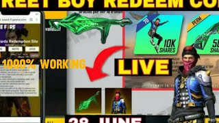 Free fire Today redeem code poker mp40 and street boy bundle |||  1000% working