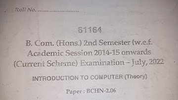 b.com (hons) 2nd sem introduction to computer question paper