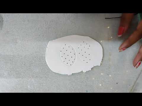 Polymer clay earring polka dot pattern