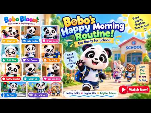 🌞🐼 Bobo’s Happy Morning Routine! | Good Habits for Kids | Get Ready for School