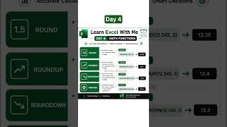 Day 4: Excel Math Functions#excelformulas ExcelLearning #ExcelTutorial #ExcelForBeginners#excellearn