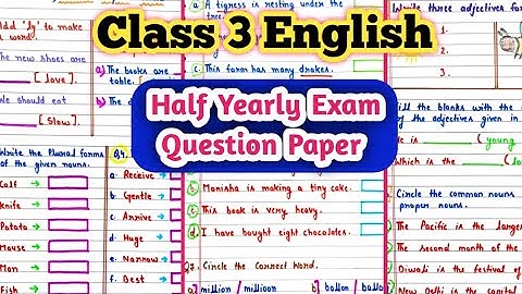 Class 3 Half Yearly Question Paper|Class 3 English Test Paper| Class 3 English First Term Exam 