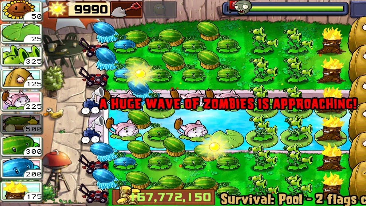 plants vs zombies survival pool | part 2 - YouTube