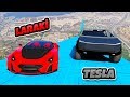 Laraki vs Tesla Arabalar 4 Farklı Uçma Parkurunda - GTA 5