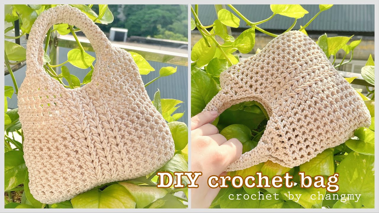 174. DIY crochet net bag by changmy | Hướng dẫn móc túi lưới kẻ sọc nhỏ xinh siêu dễ