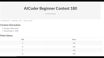 Solving Atcoder beginner contest 180