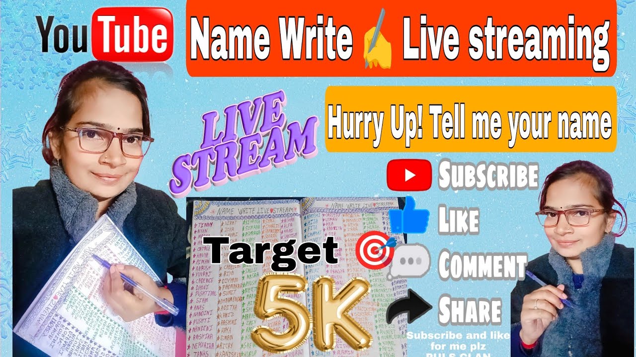 NAME WRITING LIVE :HURRY UP TELL ME YOUR NAME ! Writing your Names Live streaming ✍️  