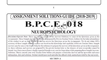 IGNOU BPCE-018 Solved Assignment 2018-19 | Neuropsychology