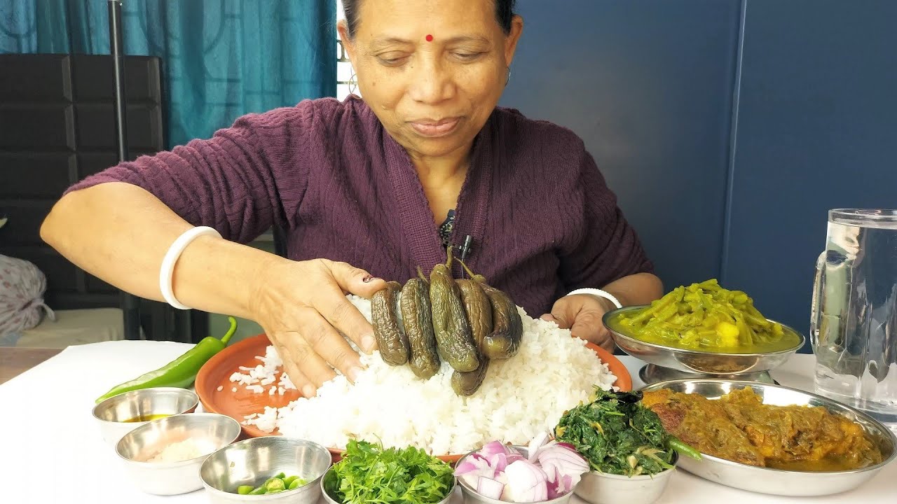 Eating Show , Bengali Vegetable and Fish Lunch Food