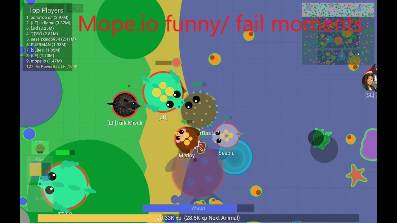 Funny/ fail moments Mope.io #2