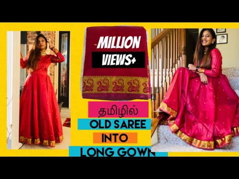 DIY - Convert Old Saree into a full flared Maxi Dress / Gown - YouTube