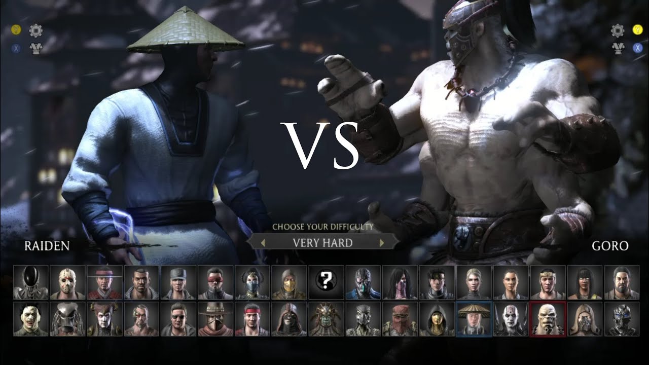 Mortal Kombat X Raiden vs Goro Difficulty very hard. - YouTube