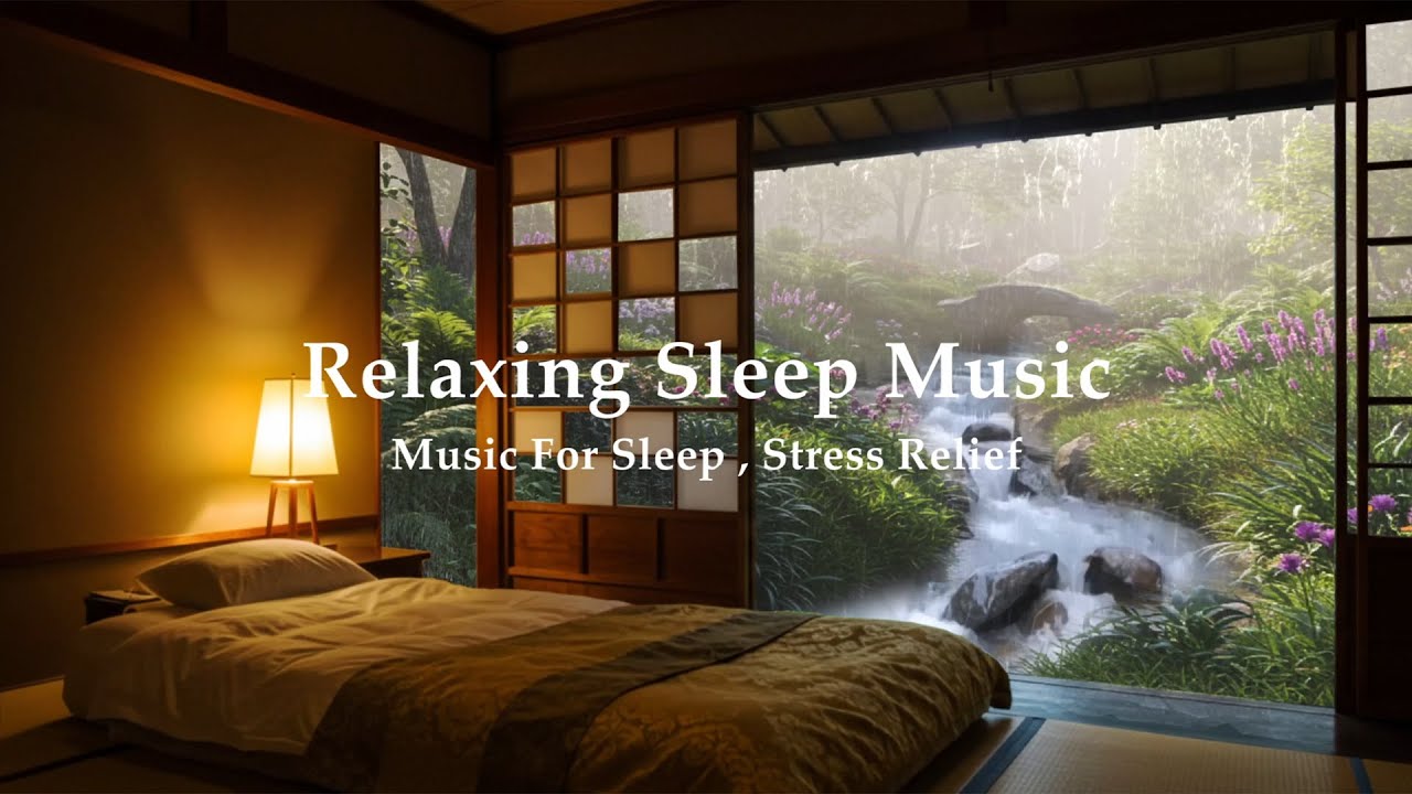 3 Hours Soothing Piano With Rain, Waterfall Sounds - Relaxing Sleep for Healing
