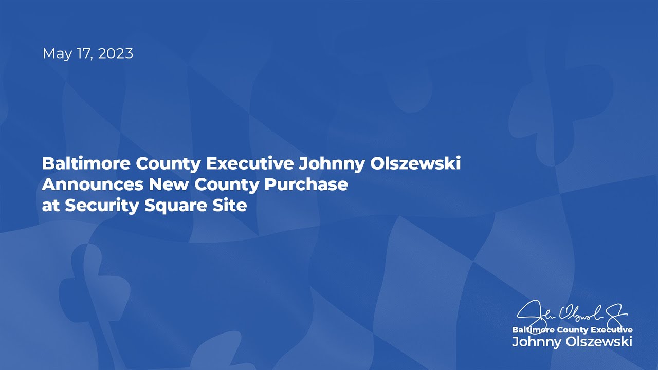 Olszewski Announces New County Purchase At Security Square Site YouTube