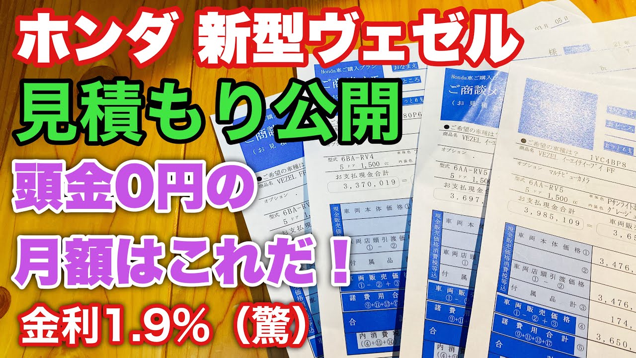 ホンダ 新型 ヴェゼル 見積もり公開 ガソリンモデル安いぞ 頭金0円で月額 円で乗れます Honda New Vezel Estimate Youtube