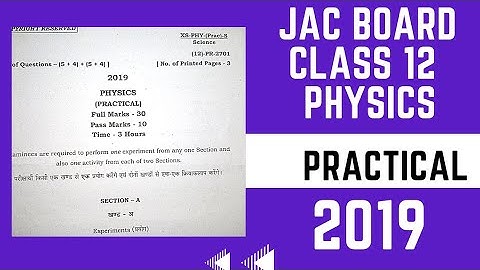 Jac Board Class 12th Practical question paper Physics 2019