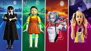 Wednesday vs Squid Game vs Squcide Squad vs Diana and Roma vs Coffin dance song vs Tiles Hop Zay 🎶 screenshot 5