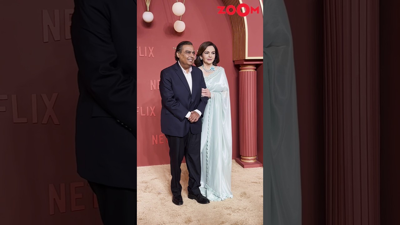 Nita Ambani's diamond necklace grabs attention as she arrives with Mukesh Ambani at screening💎