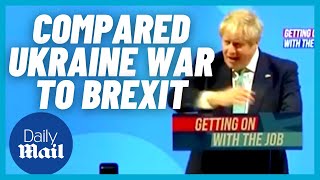 Boris Johnson compares Ukraine war to Brexit in conference speech