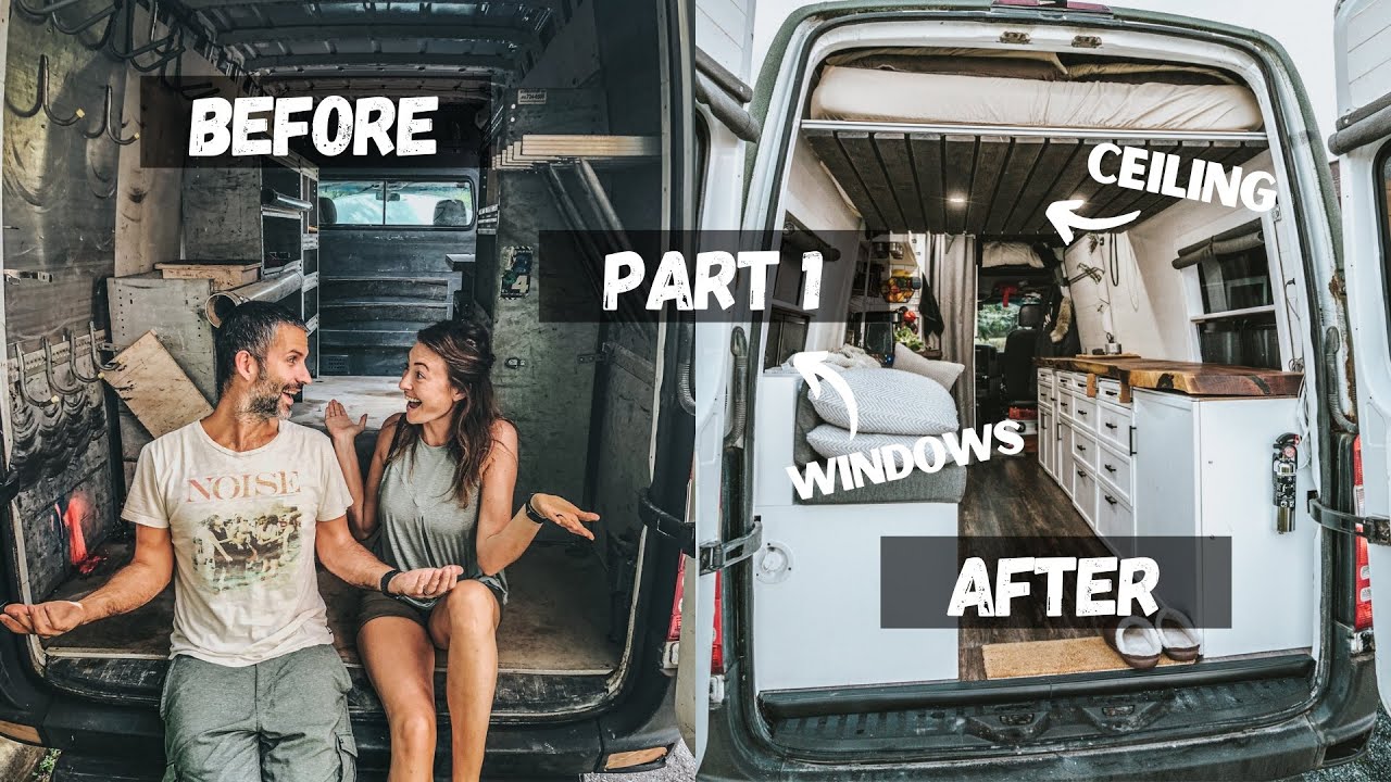 DIY Sprinter VAN CONVERSION: Part 1 - Windows, Ceiling, Insulation ...