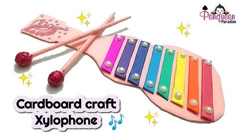 Diy Xylophone using cardboard & ice-cream sticks | Diy musical instrument | Guitar shaped xylophone