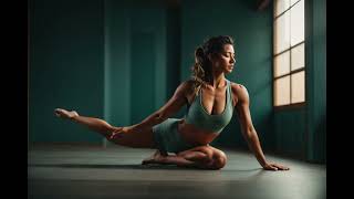 Lookbook.beautiful Girl Doing Yoga In The Studio.