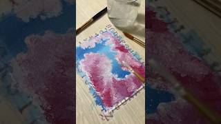 Painting cotton candy clouds using old brush✨#shorts#art #painting #acrylicpaintingideas #sky