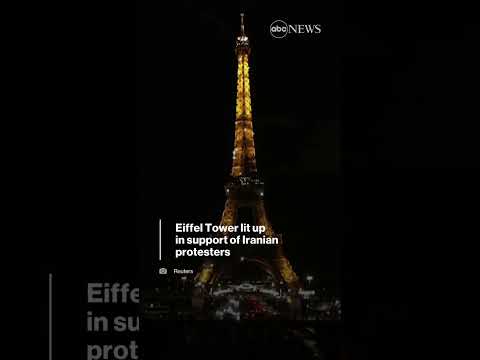 Eiffel tower lit up in support of iranian protesters