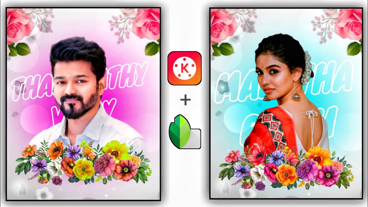 💞 Beautiful Flower Frame Photo Editing Kinemaster Tamil | Name Art Photo Editing | Luna Tech Tamil