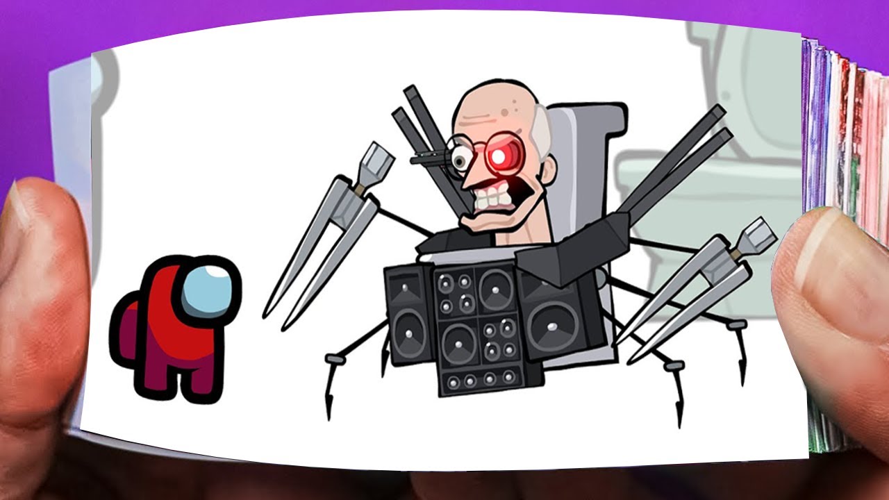 Mini Crewmate Kills Skibidi Toilet Characters😰 | Among Us (Flipbook Animation)