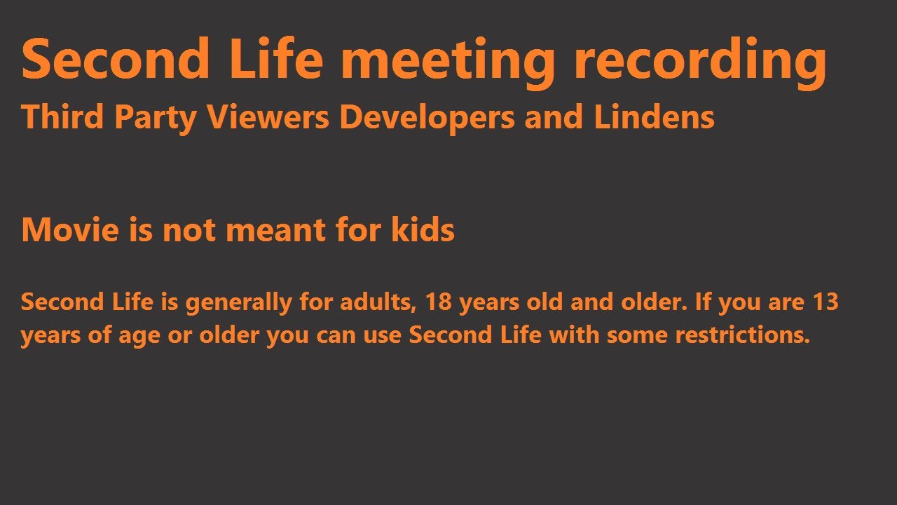 Second Life: Third Party Viewer meeting (4 August 2023)
